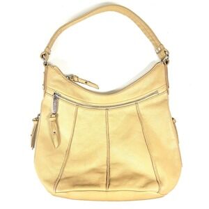 Tignanello Tan Pebbled Leather Hobo Shoulder Bag‎ Beige Boho Luxe Slouchy Purse